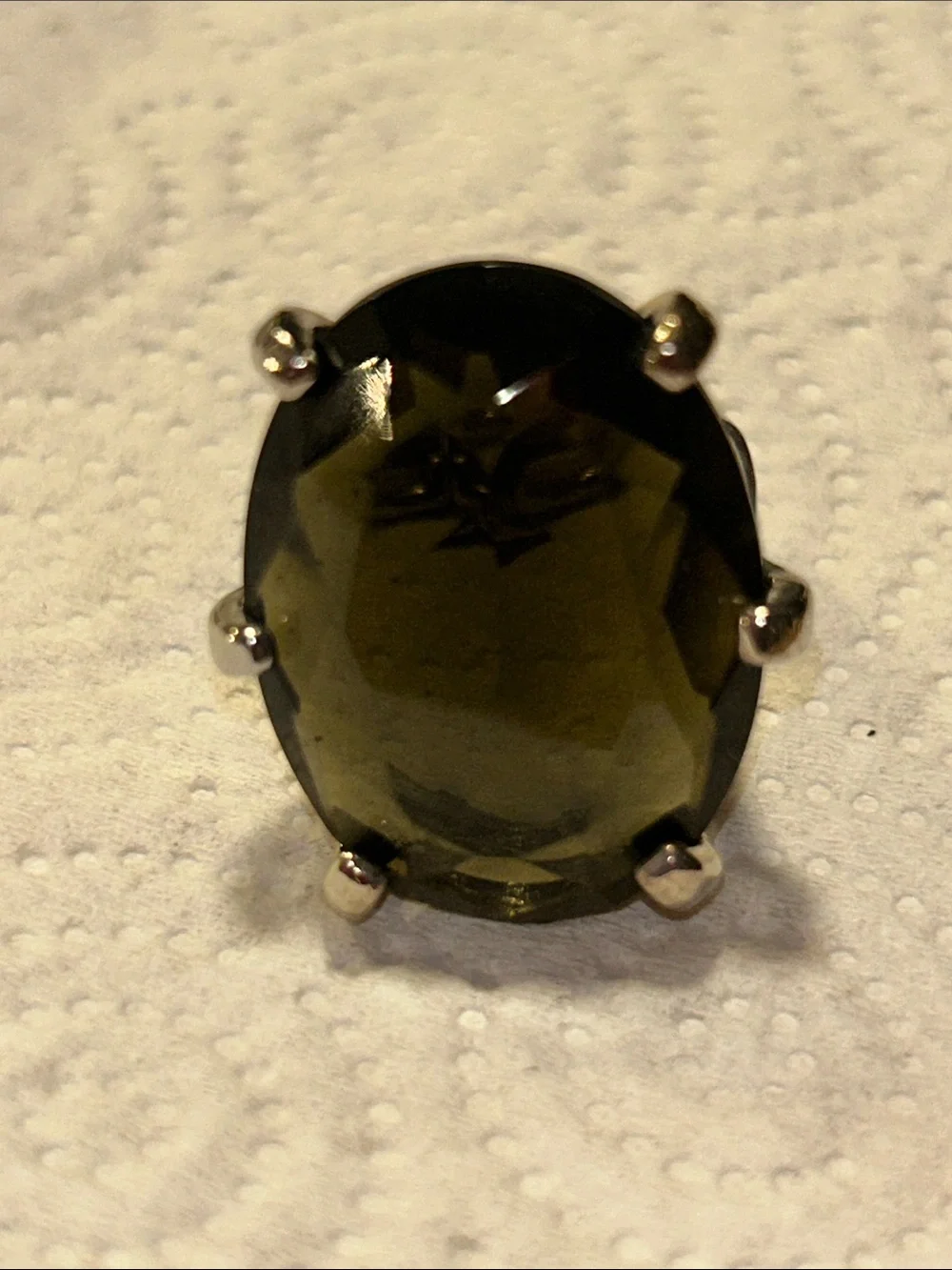 Elegant Oval Smoky Crystal Statement Ring - Women's Jewelry